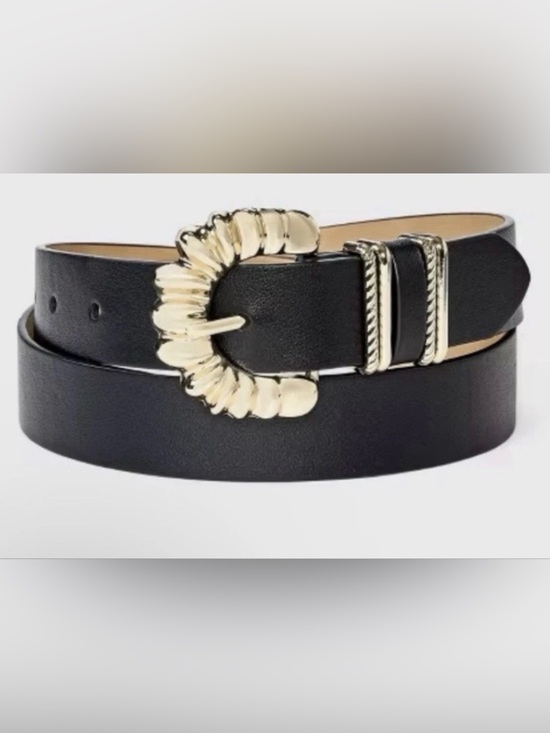 Ava & Viv Accessories - NWT Ava & Viv Black Belt with Gold Decorative Buckle W/Loop Plus Size 3X
